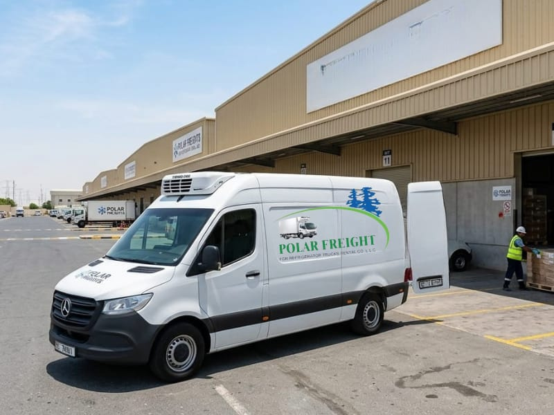 Temperature-controlled chiller van in Sharjah transporting frozen food and perishable goods safely across the UAE.